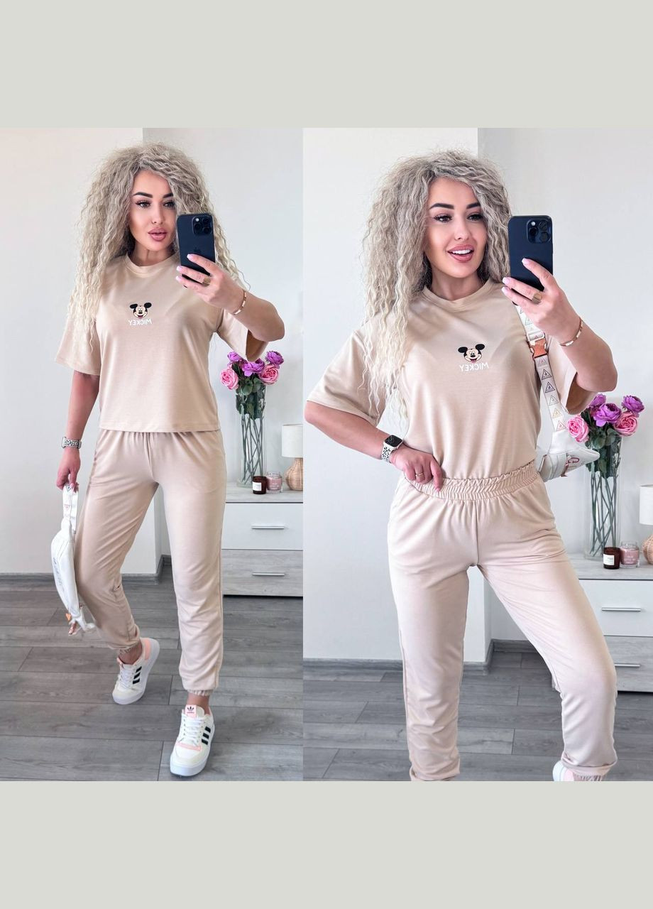 Костюм в стиле оверсайз двунитка,Турция,штаны и футболка No Brand (329716143)