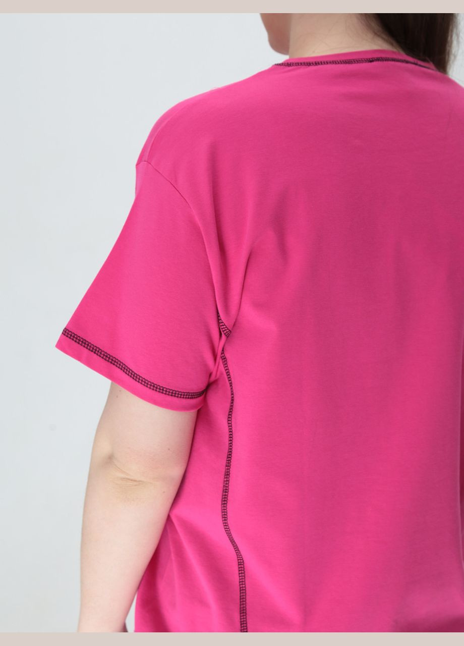 Футболка женская розовая с асимметрией JEANSclub Вільна - (322999586)