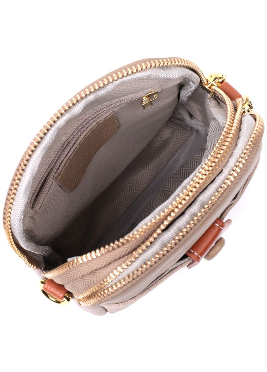 Сучасна кроссбоді трапеція для жінок з натуральної шкіри бежева 22271 Vintage (329195619)