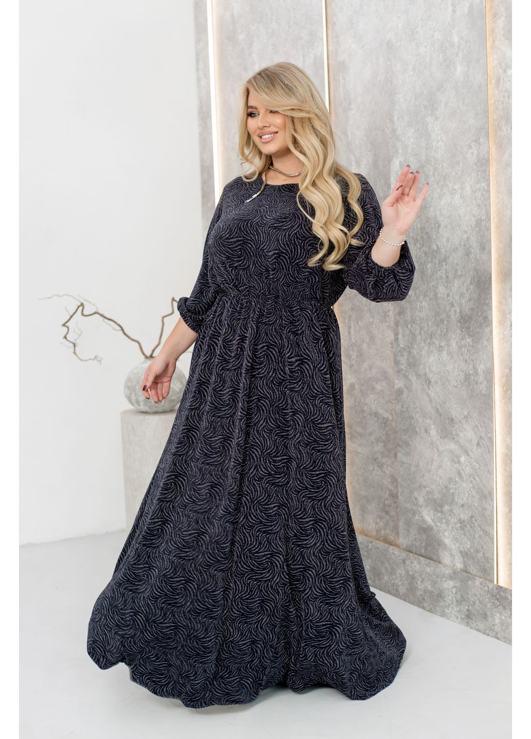Темно-синя святковий сукня дзвін Minova з абстрактним візерунком