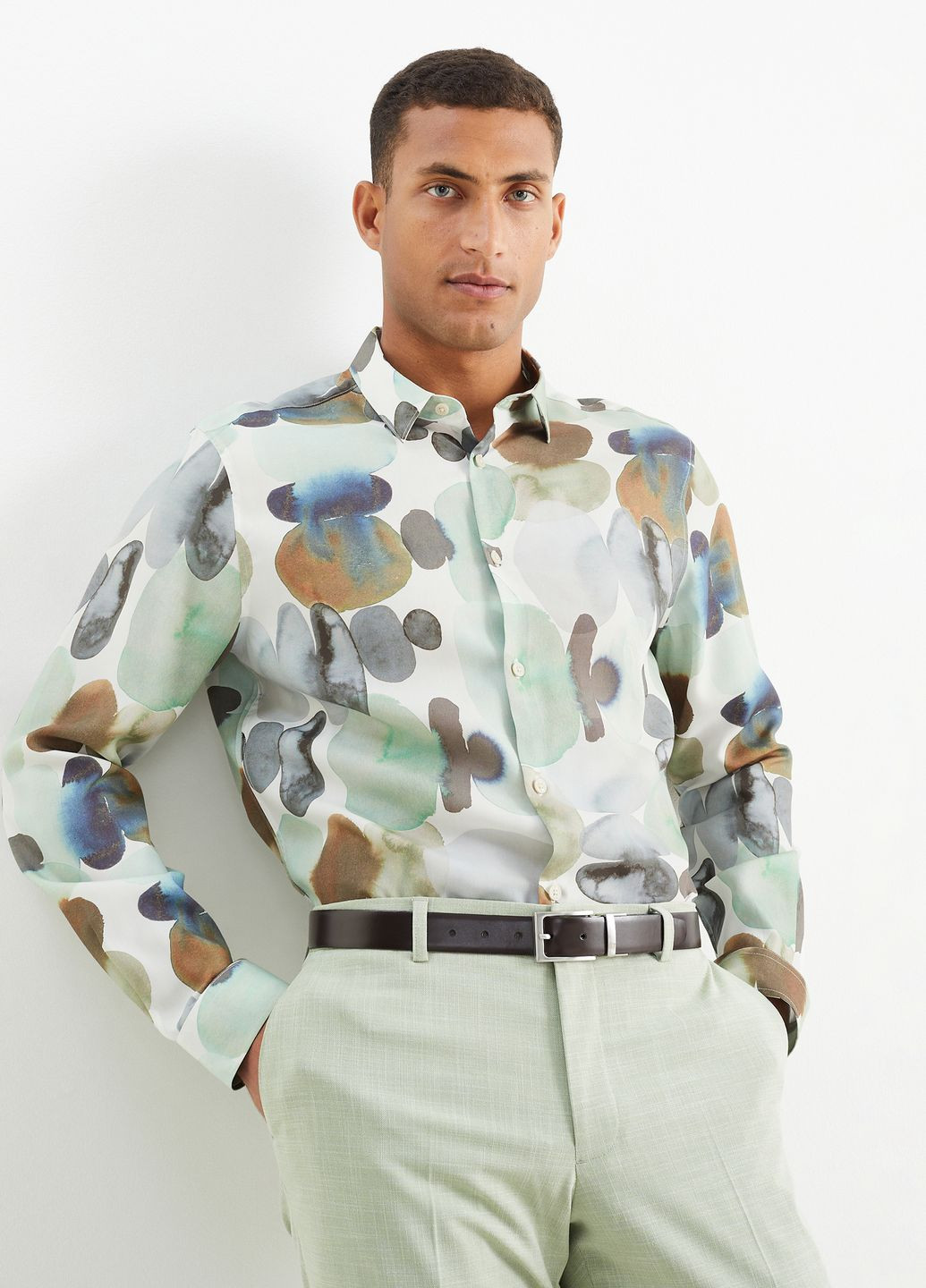 Цветная кэжуал рубашка однотонная C&A