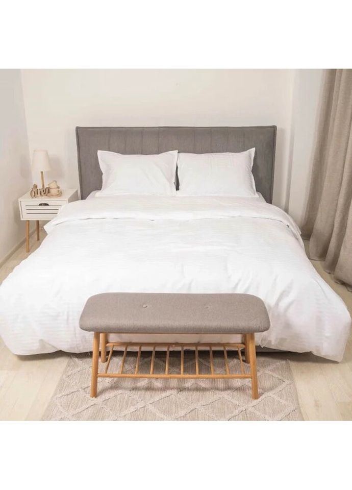 Постільна білизна сімейна Сатин Stripe White-S 210х143х2 см біла Tiare (336328189)