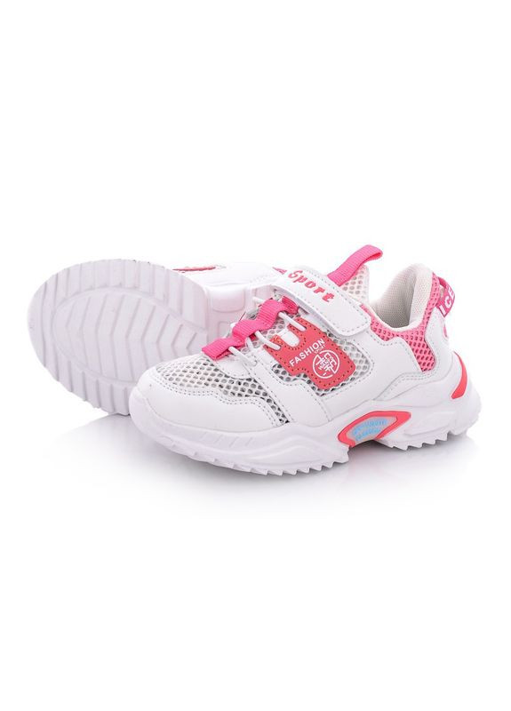 Белые демисезонные кроссовки для девочки clibee f8 31 19,5 см розовый кв0478-0 No Brand
