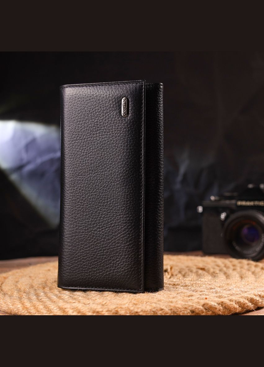 Класичне жіноче портмоне з монетницею з натуральної шкіри 21529 Чорне Canpellini (331908210)