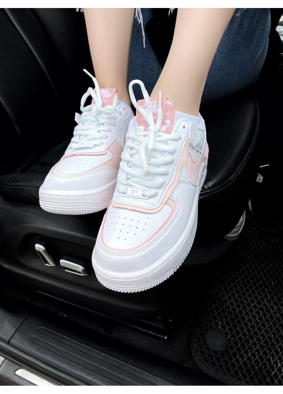 Розовые демисезонные кроссовки мужские nike air force 1 shadow white pink найк аир форс 1 премиум No Brand