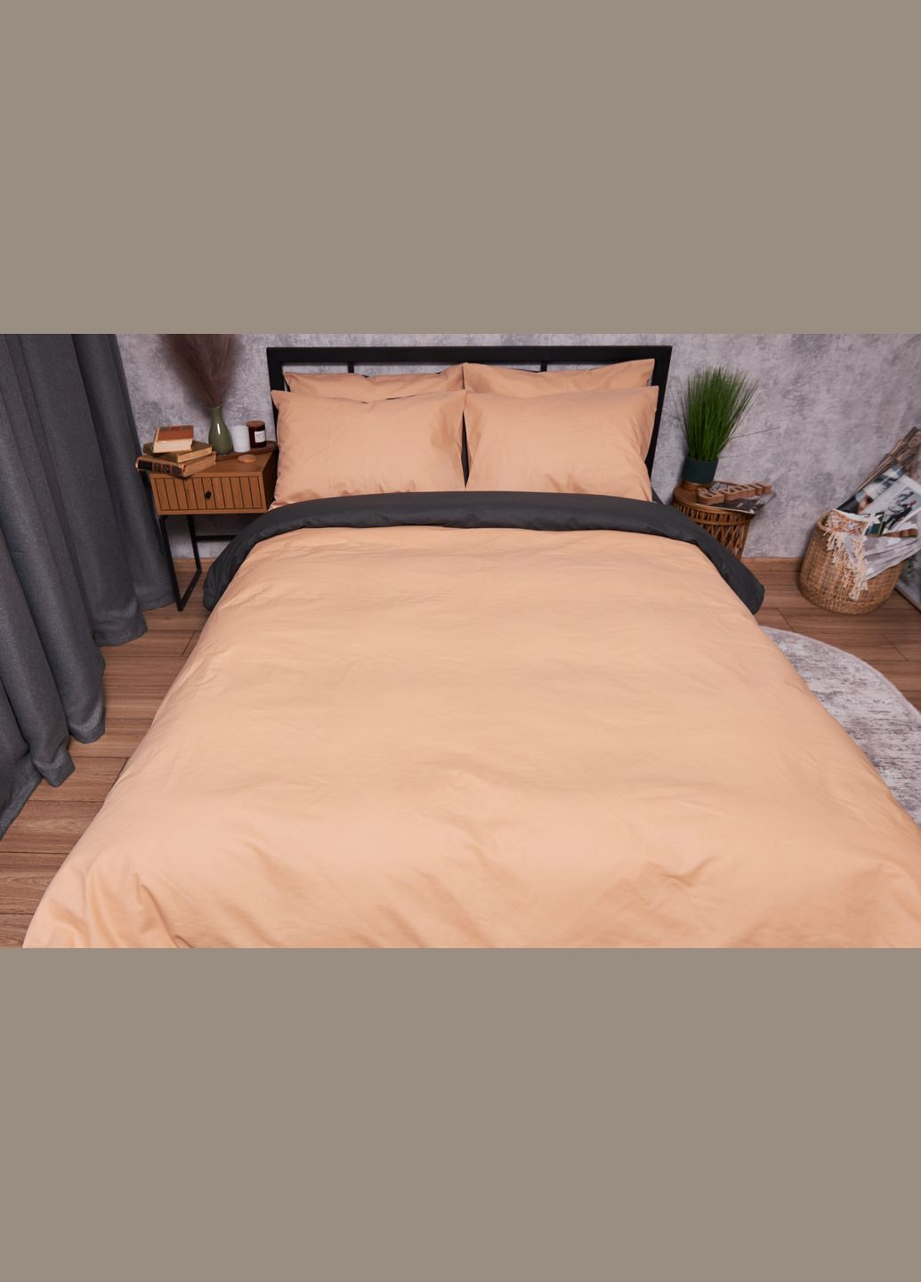 Комплект постельного белья Бязь Gold Люкс полуторный евро 160х220 наволочки 4х50х70 (MS-820003313) Moon&Star Gray Cream (288044064)