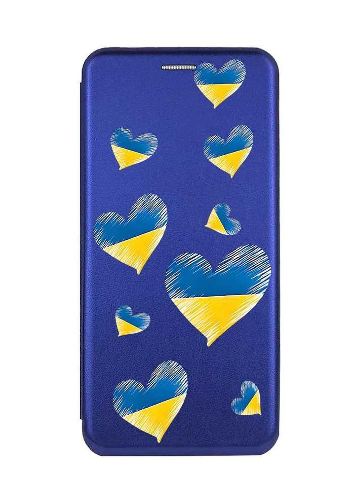 Чохол-книжка синій з малюнком на Xiaomi Redmi 14C / Poco C75 Сердечка. Україна (принт 258) Creative (355410038)