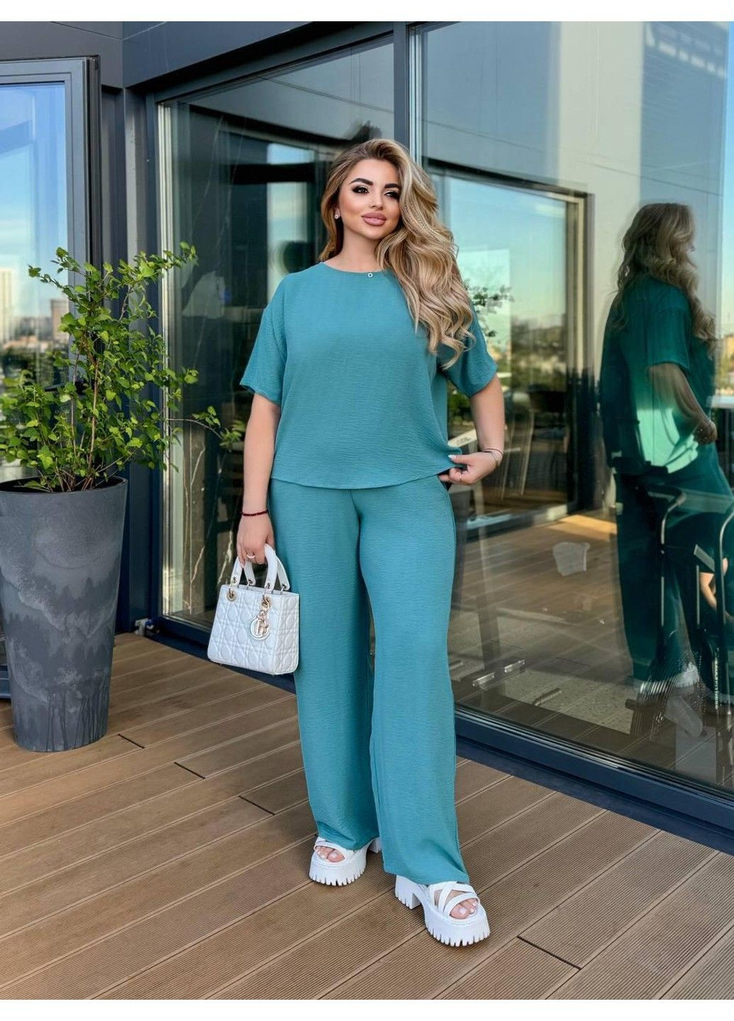 Идеальный свободный костюм, мод СЕН-178, мята, размер 48-50 No Brand (355469591)