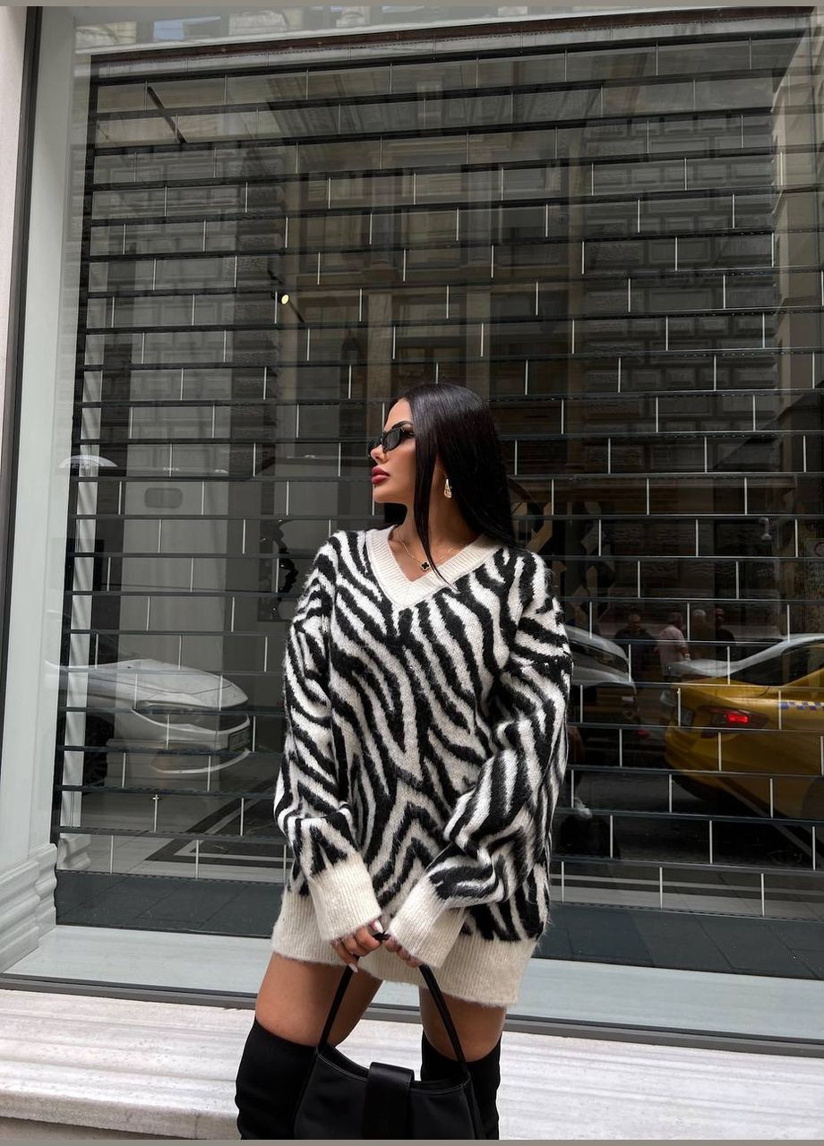 Молочний светр туніка зебра молочна You Best