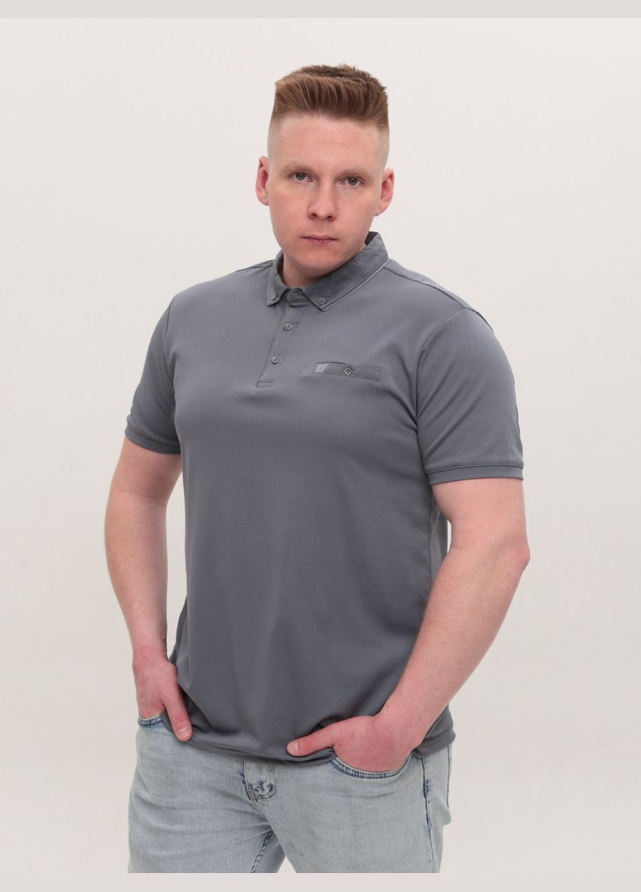 Темно-серая футболка-поло мужское серое однотонное короткий рукав для мужчин MarcoStar однотонная