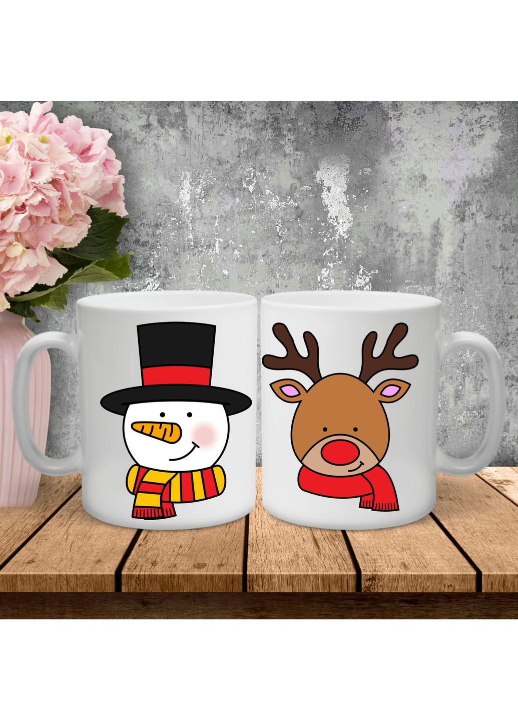 Парні чашки з принтом - Сніговик! Hand Made (361267104)