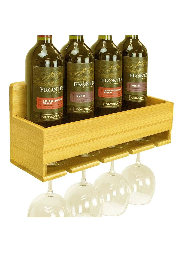 Настенная винная полка из дерева Камакура карри (ПНК-000603) No Brand (327423405)