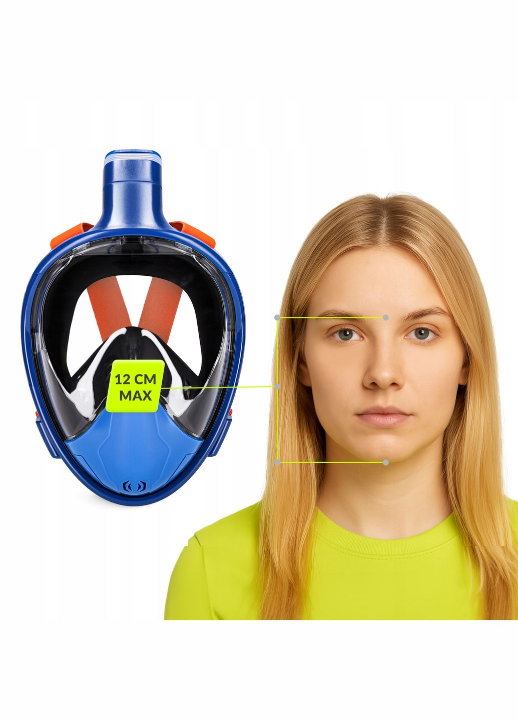 Маска для снорклинга полнолицевая, со складной трубкой Size S/M Blue (P-5905973405454) TSUNAMI (345707436)