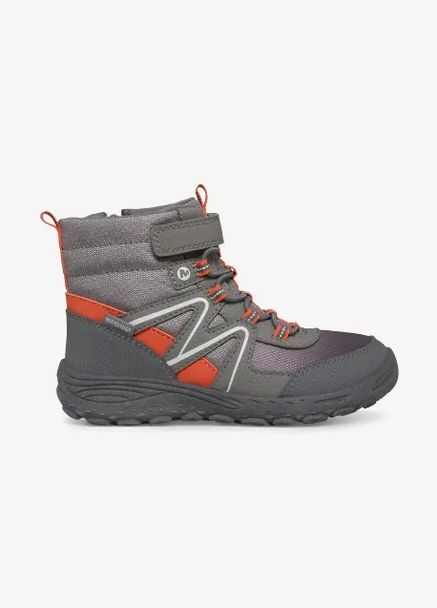Серые повседневные зимние ботинки для мальчика polar trekker boot gunsmoke orange Merrell