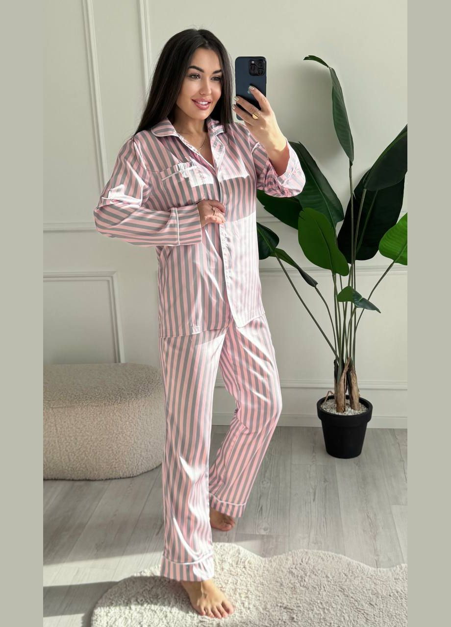 Розовая всесезон пижама с принтом рубашка + брюки Garna