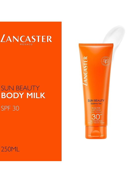 Водостойкое солнцезащитное молочко для тела Sun Beauty Sublime Tan Body Milk SPF30 250ml (1086625-125016) Lancaster (368661852)