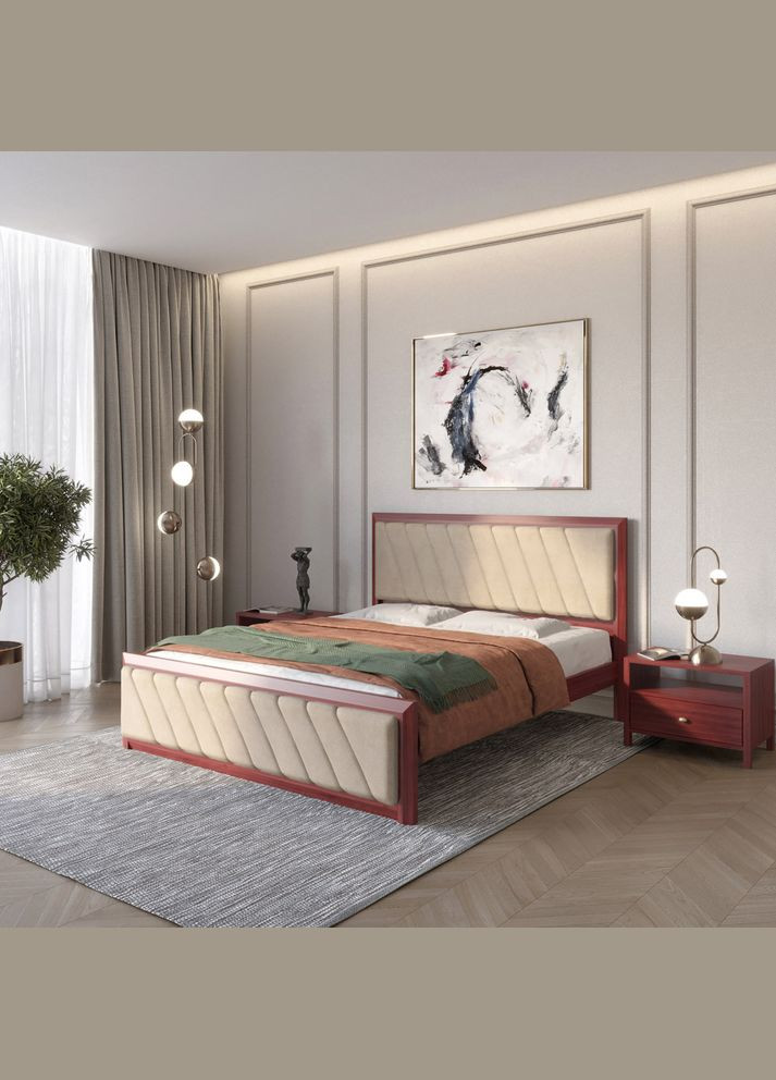 Полуторная деревянная кровать Барселона Б6/Аляска 23 (Бежевый) 120х190 см (MBG-13252) Mebigrand (366086194)