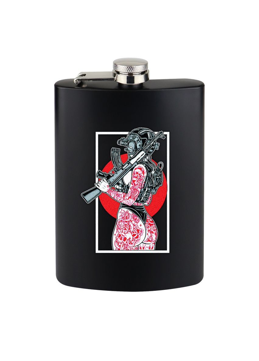 ФлягаТМ чорна нержавіюча з УФ друком чорна серія №4 9OZ 255 мл 4PROFI (324271185)