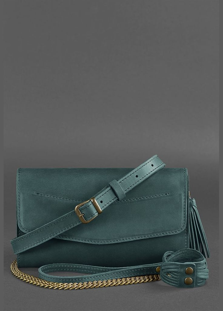 Шкіряна жіноча сумка Еліс зелена crazy horse (A-026182) BlankNote клатч (327874074)