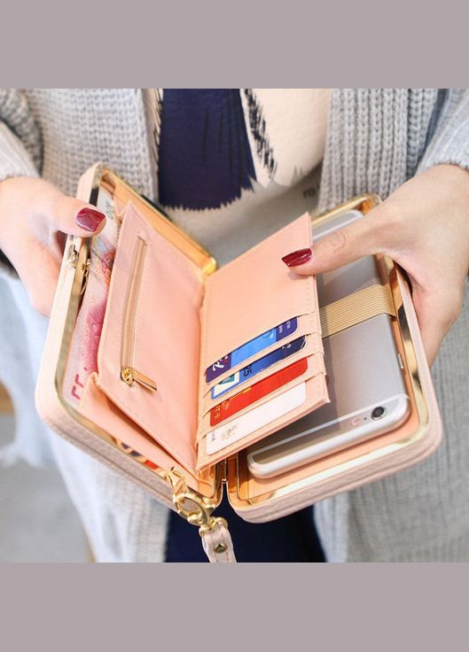 Модний жіночий клатч з персиковим бантиком.(BRT) Brettani (336552287)