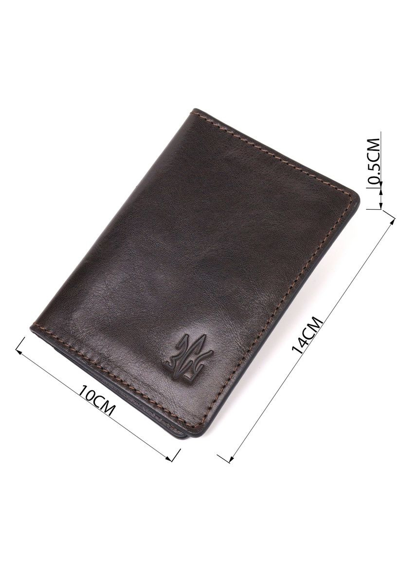 Обложка из глянцевой кожи на военный билет Тризуб ЗСУ 16748 Коричневая Grande Pelle (331913531)