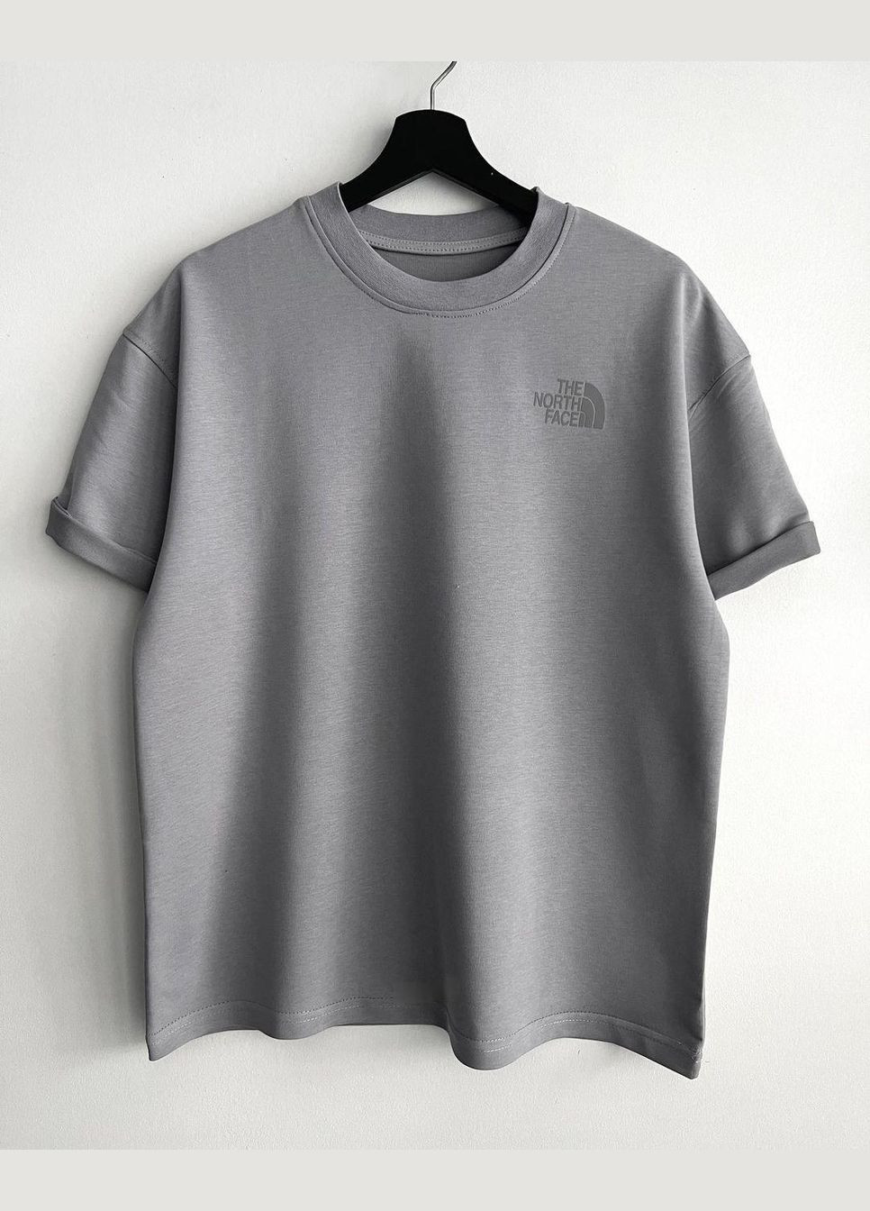 Сіра стильна чоловіча футболка the north face оверсайз сіра Freedom