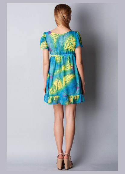 Голубое кэжуал летнее шифоновое миниплатье 2 Льва