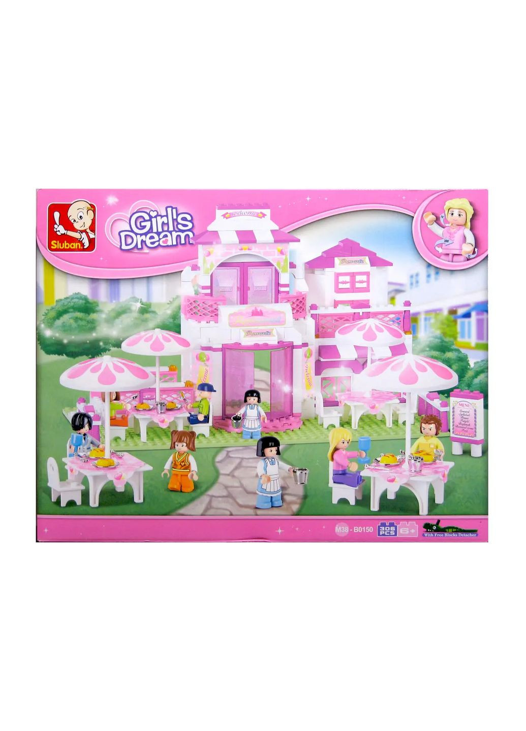 Конструктор серії Рожева мрія Літнє кафе на 306 деталей з рухомими елементами та 8 фігурками Sluban (328265987)