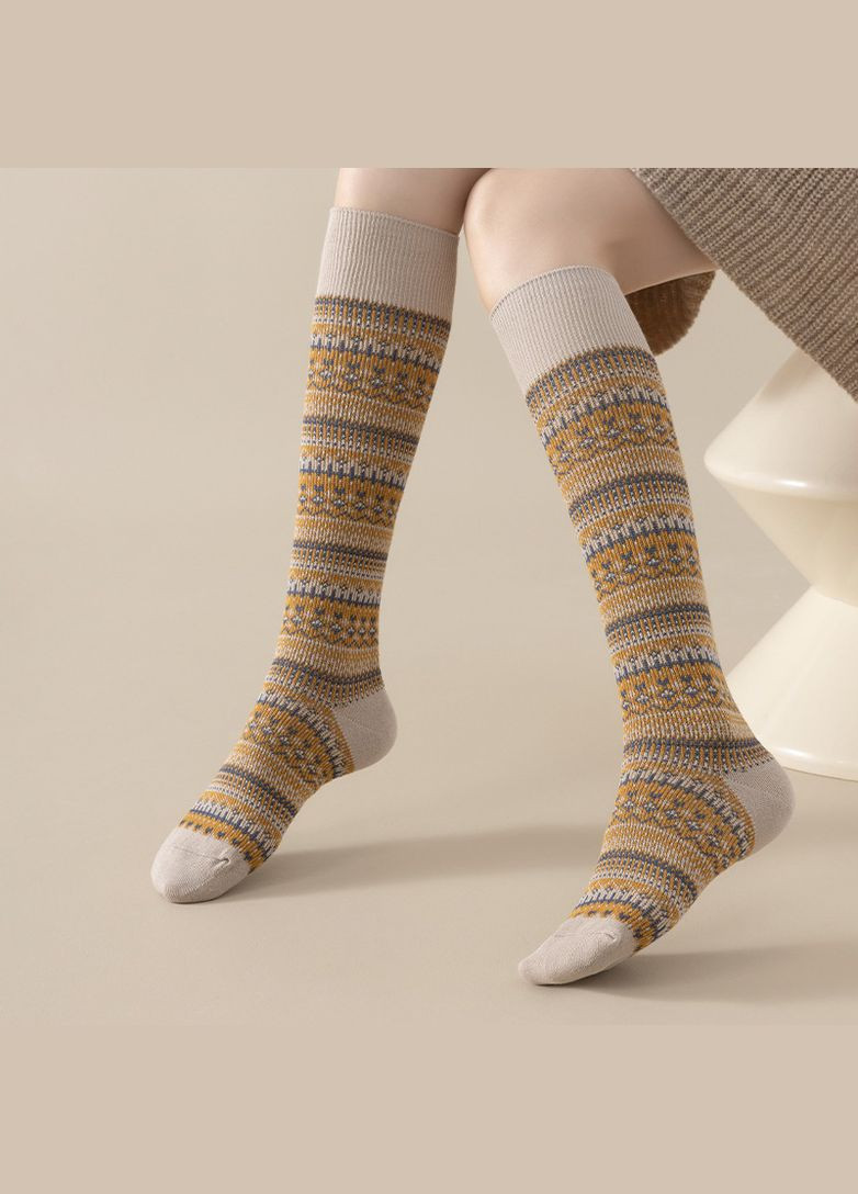 Бежевые носки с узорами высокие носочки бежевые 32170 35-41 (311222974)