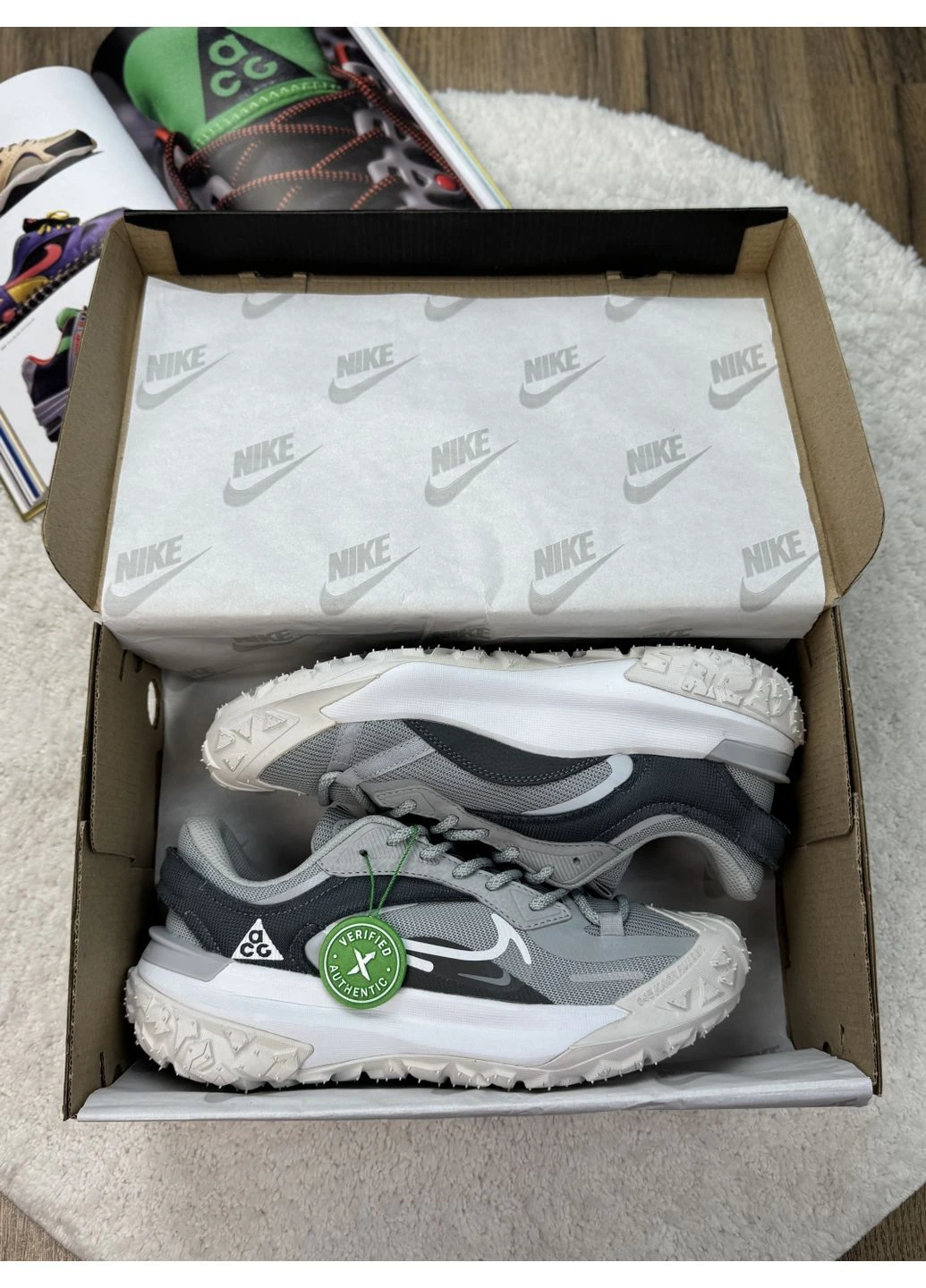 Серые демисезонные кроссовки мужские nike acg mounth fly grey найк асж маунс флай серые No Brand