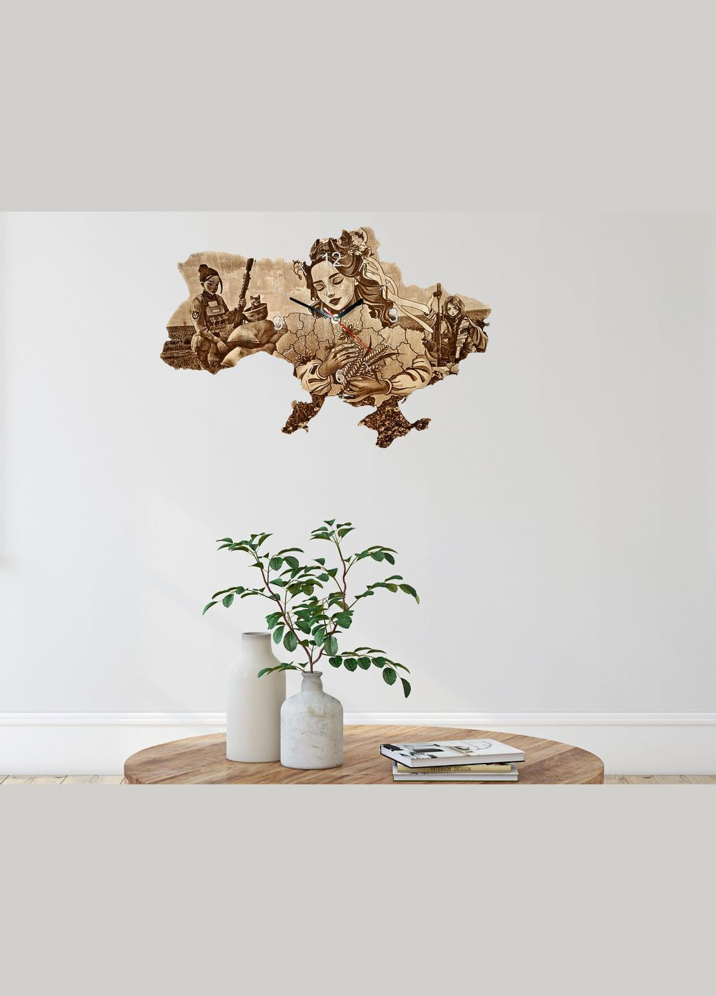 Деревянные настенные часы с подсветкой "Девчонки ЗСУ" 55*37 см No Brand (313438586)