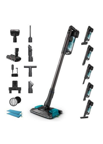 Купити 🔥 Пилосос XC8157/01 | 🔋 Ручний Акумуляторний 3-в-1, Сухе + Вологе Прибирання | Контейнер 0.6 л, Тихий 80 дБ, Колі Philips (370203181)