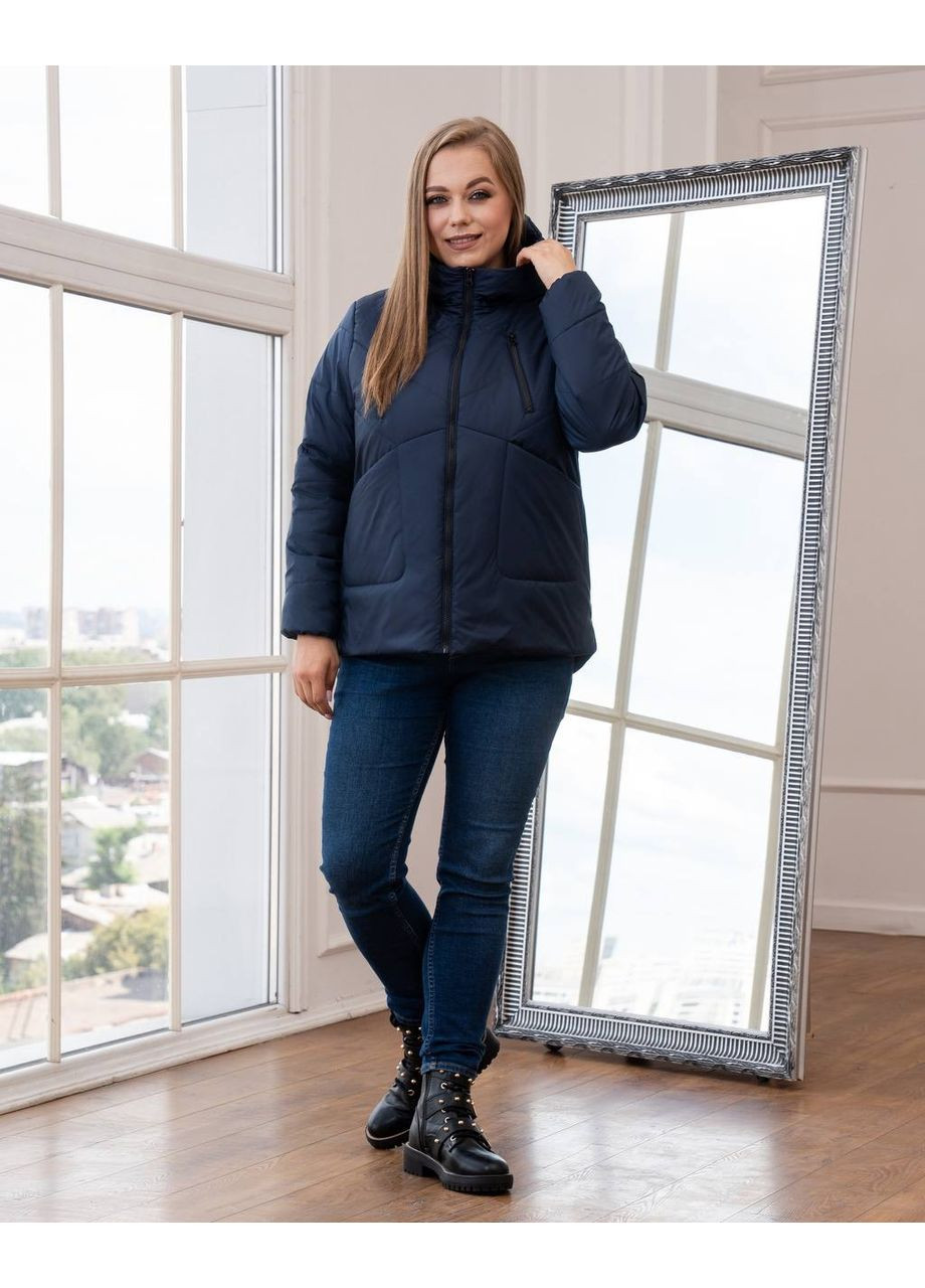 Синя демісезонна жіноча демісезонна куртка великого розміру SK
