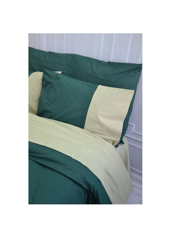 Постельное белье PREMIERE Темно-зеленое/Светлая оливка Ранфорс Семейное MERISET (278255053)