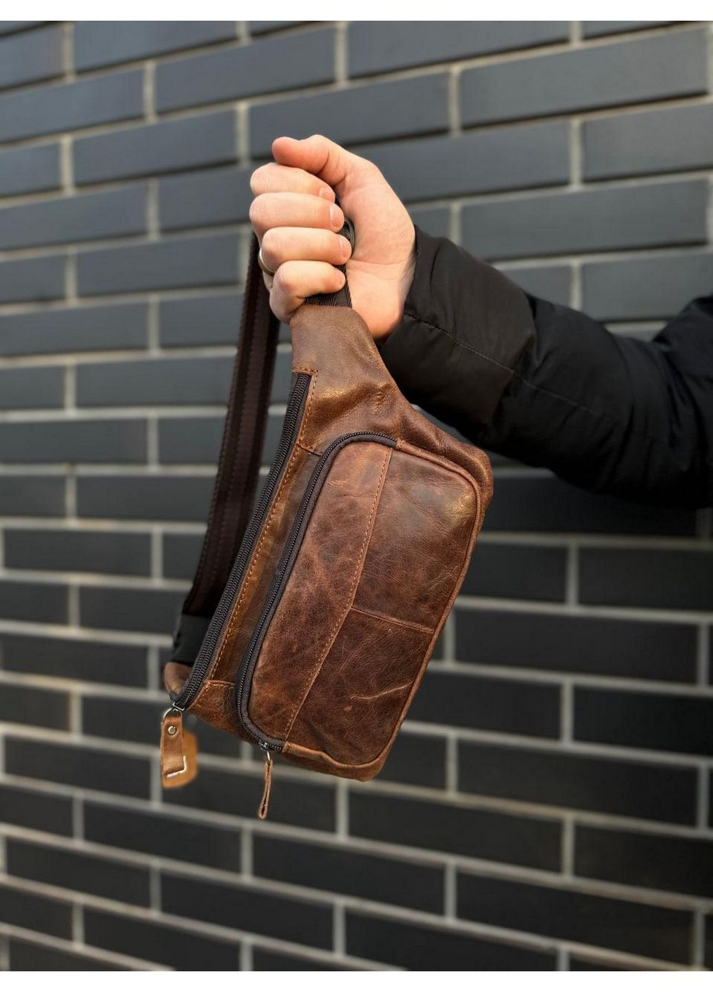 Чоловіча шкіряна сумка-бананка на пояс st leather (289456707)