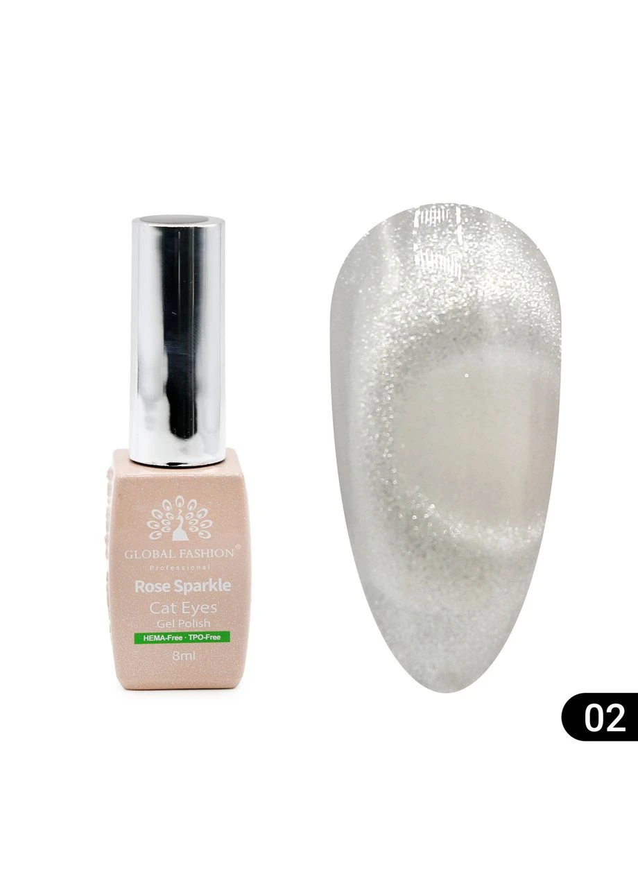 Гель лак котяче око Rose Sparkle 8 мл, 02 No Brand (392441497)