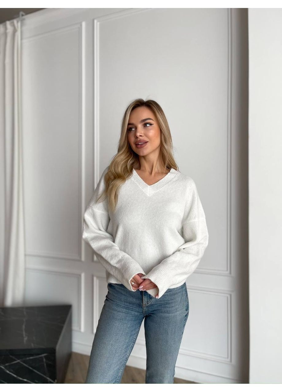 Білий демісезонний жіночий светр пуловер No Brand