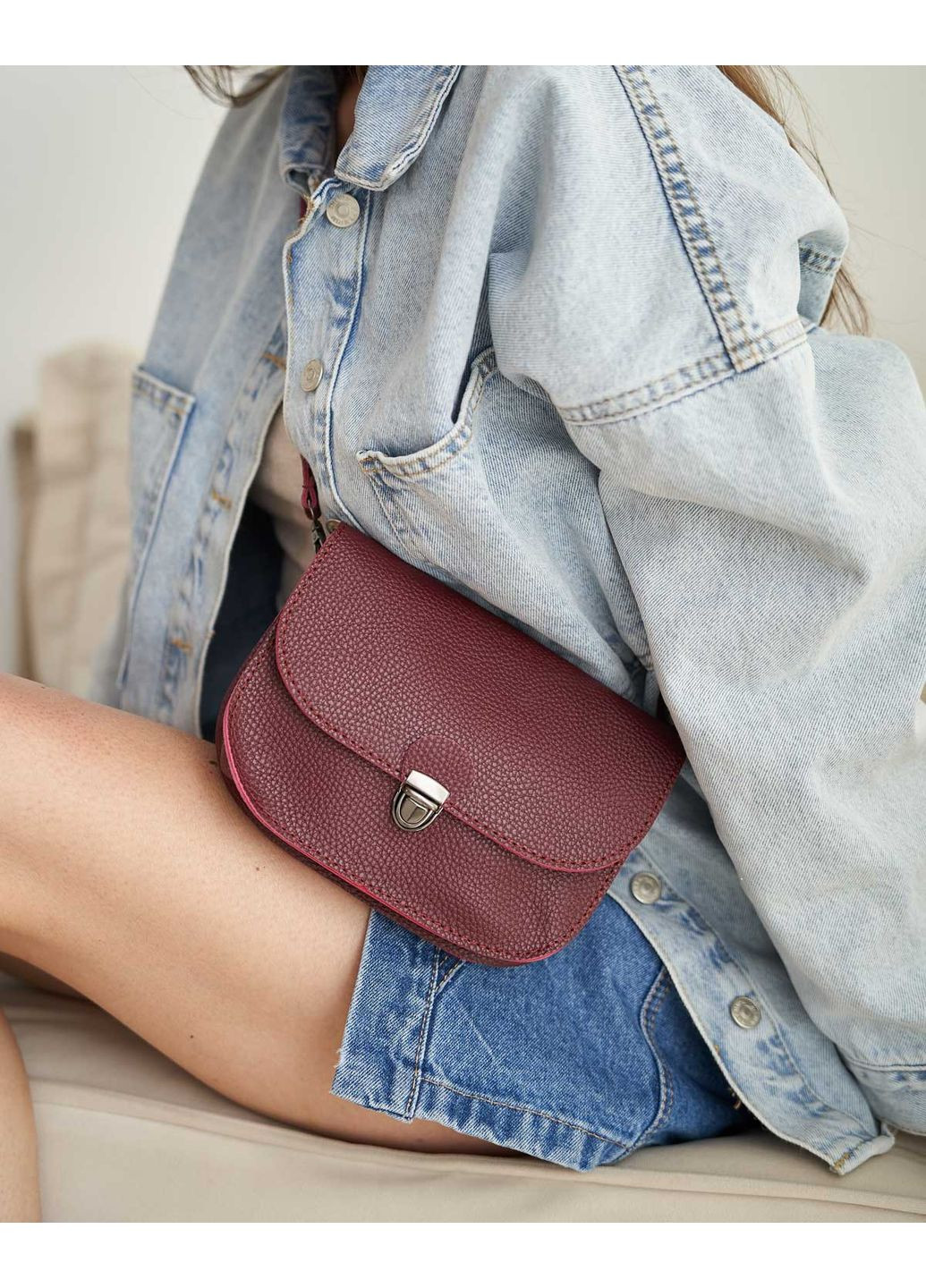 Сумка женская Stacy бордовая из экокожи клатч для прогулок с двумя отделениями и ремнями ProDobro (367265516)