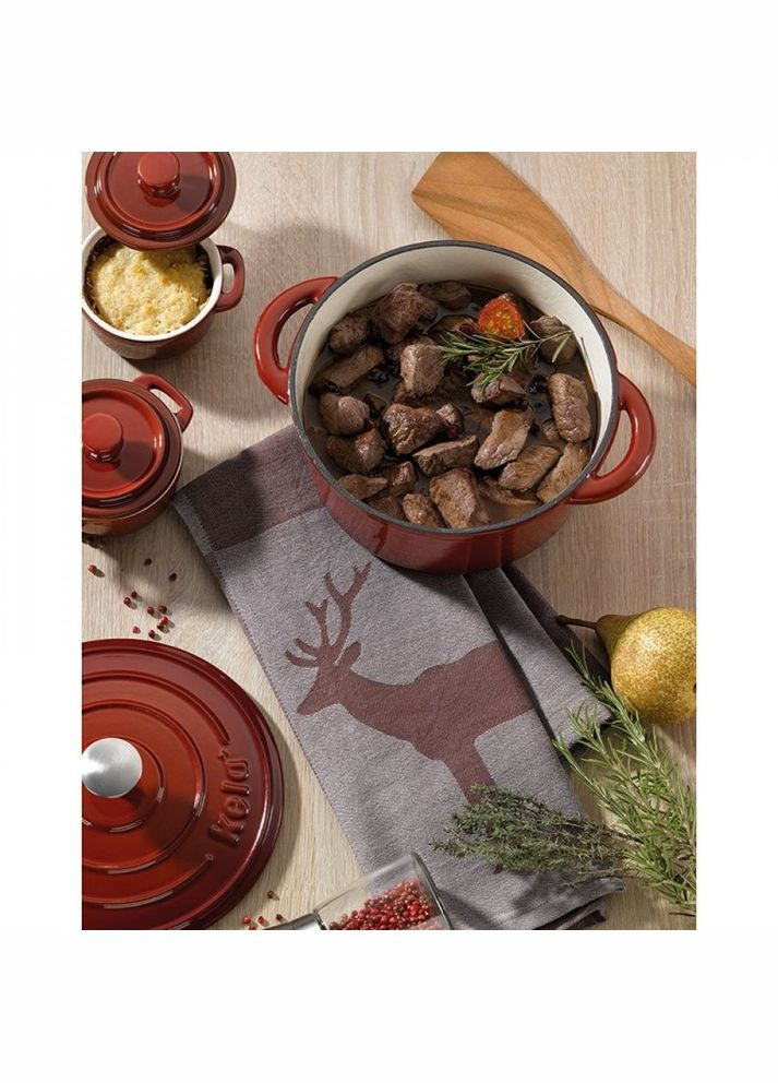 Кастрюля чугунная с крышкой Calido, 21 см, 2,5л красная 11940 Kela (316515895)