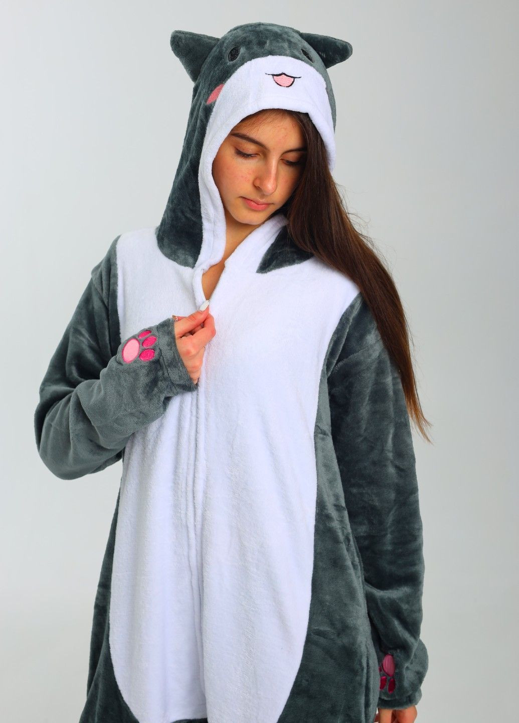 Кігурумі піжама аніме Хом'як жіноча сіра плюшева Lalapka (368670404)