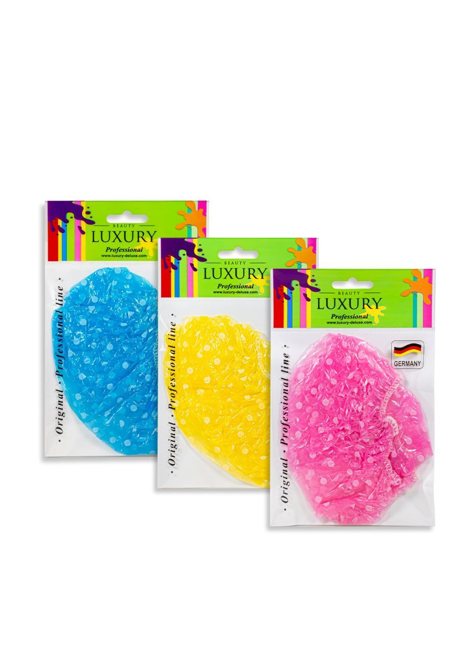 Шапочка для душу кольорова в горошок CS-03 Рожева Beauty LUXURY (365867568)