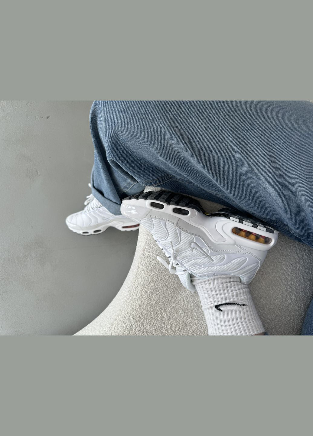 Білі Осінні кросівки чоловічі і жіночі nike air max tn plus white | найк аір макс тн плюс білі No Brand