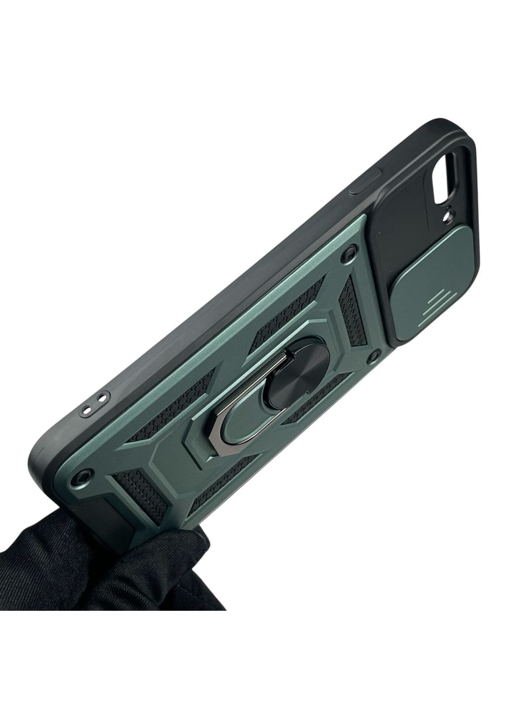 Чехол для iPhone 7 Plus бронированный с кольцом со шторкой на айфон 7 плюс зелёный rg1 Apple (366389022)