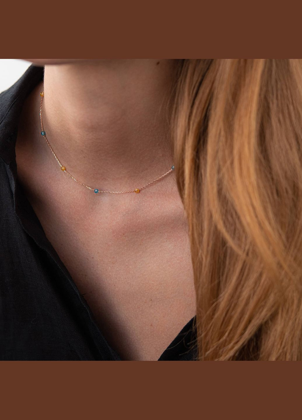 Колье Free в красном золоте (голубые и желтые фианиты) кол02249 42 Oniks (266704608)