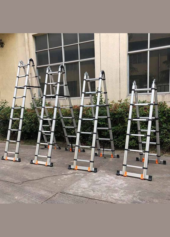 Лестница телескопическая двойная 8 ступеней 2.5 + 2.5 м ZHENG'S WAY (322843406)