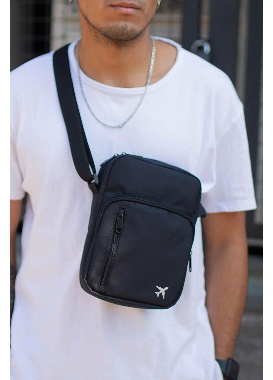Мужская Сумка Мессенджер Барсетка Через Плечо с Принтом Plane Black Without (360641635)