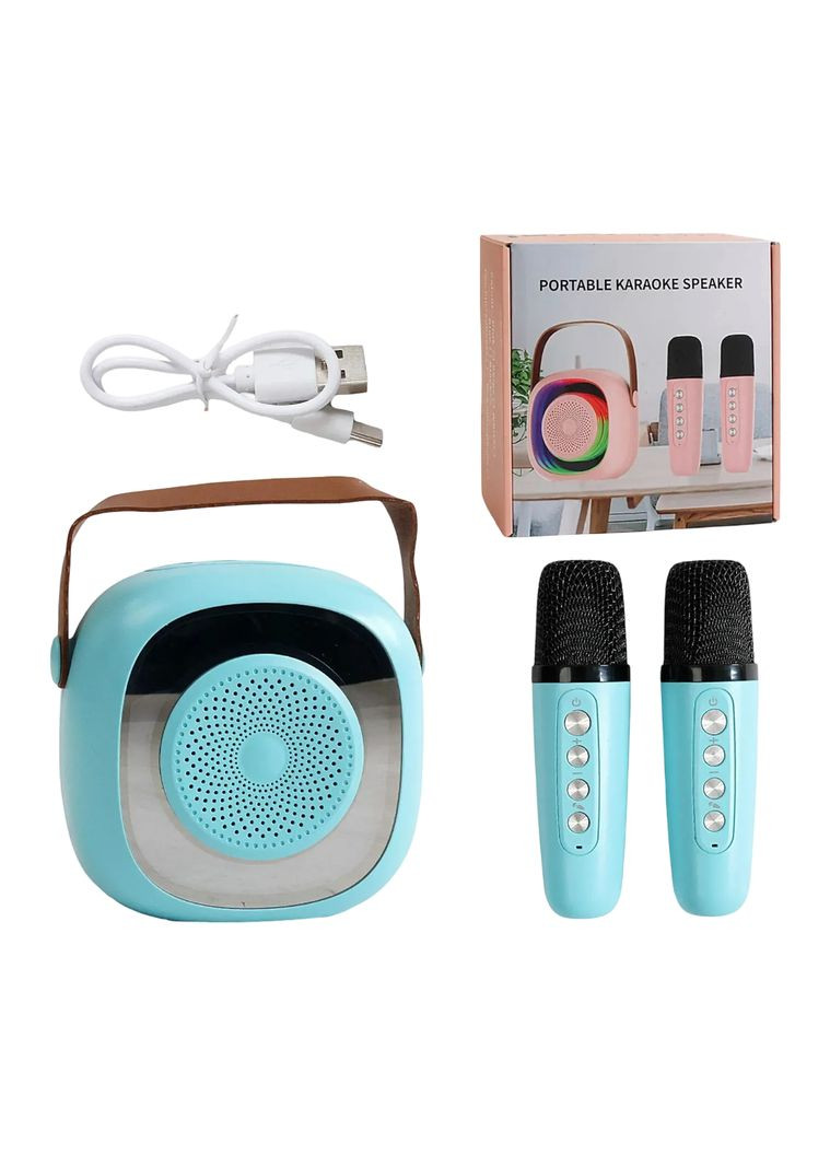 Колонка караоке bluetooth C65432 2 микрофона,, подсветка, type-c, слот для карты памяти, AUX No Brand (348109108)