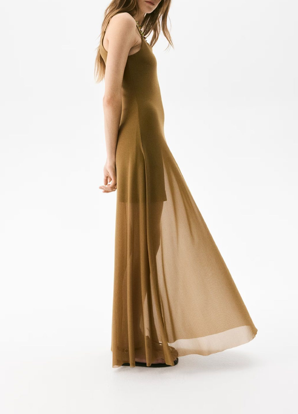 Оливковое (хаки) кэжуал платье H&M однотонное