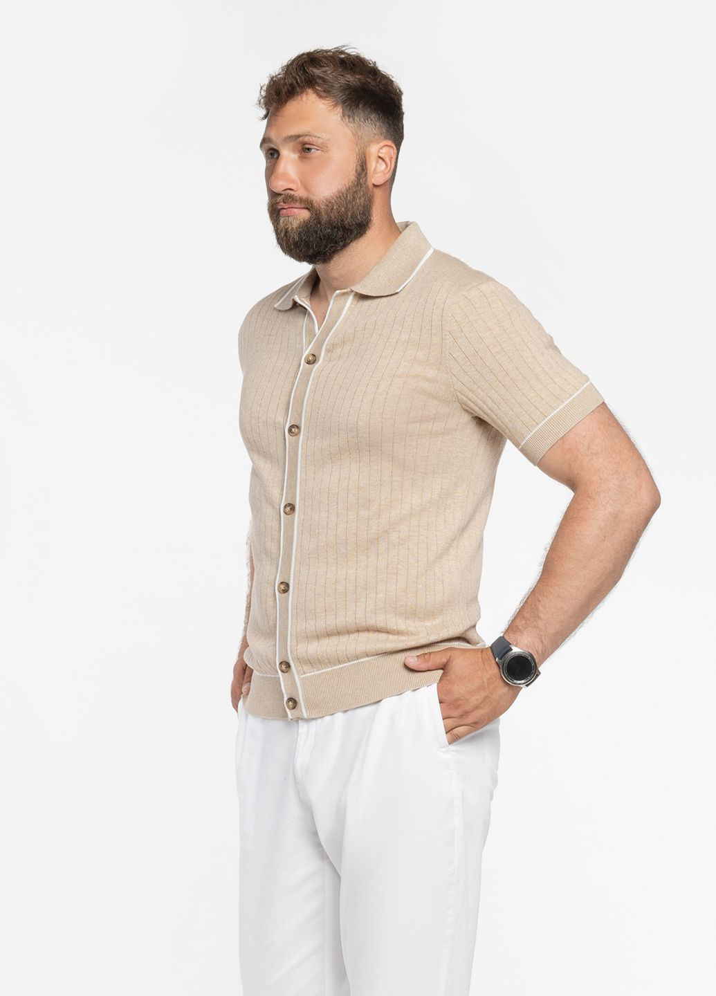 Кардиган чоловічий бежева Arber Polo cardigan N-AVT-126 (337514439)