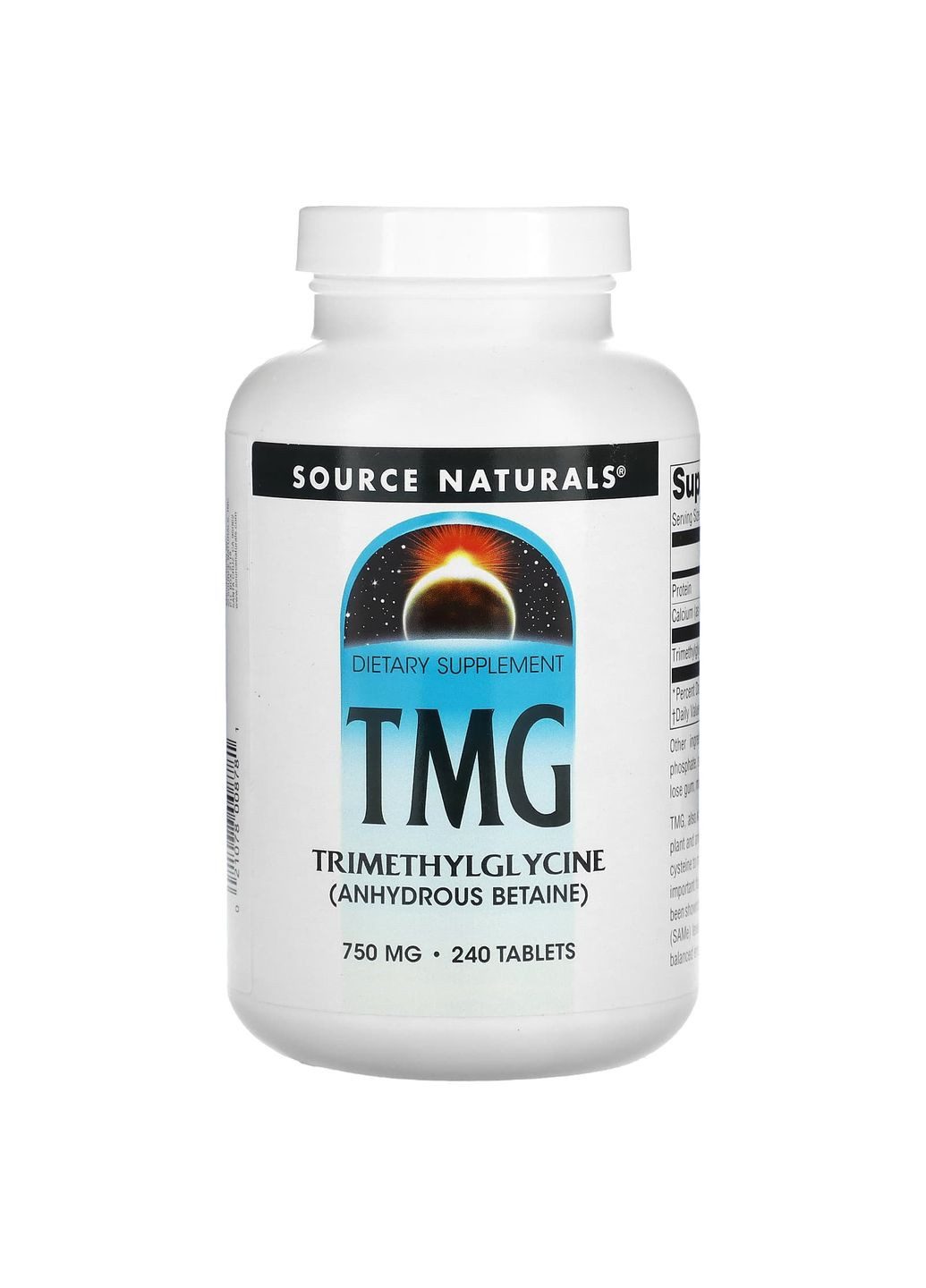 Триметилгліцин (ТМГ), TMG,, 750 мг, 240 таблеток Source Naturals (362369444)